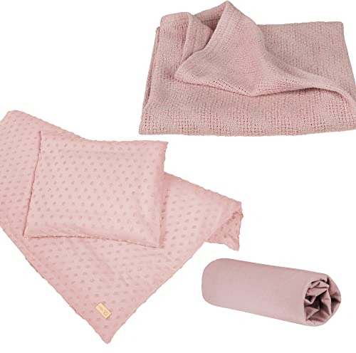 roba Organic Geschenkset Lil Planet - Baby Bettwäsche, Spannbettlaken & Babydecke - Bio Baumwolle - GOTS zertifiziert - Geschenk zur Geburt - Rosa / Mauve