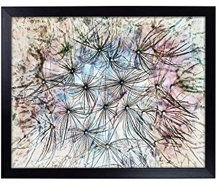 Lap Tray with Cushion | Dandelion Seeds in Blue and Pink in Abstract | Padded Bean Bag Cushion | For Eating, Working, Crafting, Laptop | Portable Table Desk