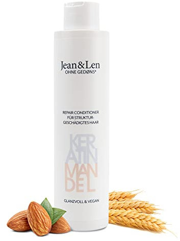 Jean & Len Balsamo Riparazione Cheratina e Mandorla, per capelli strutturalmente danneggiati, doma il crespo e aggiunge lucentezza, senza parabeni e siliconi, vegan, 300 ml