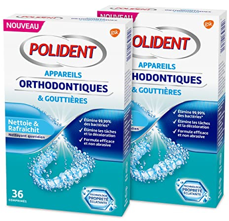 POLIDENT - Nettoyant Antibactérien Pour Prothèses Dentaires Complètes ou Partielles - Appareils Orthodontiques & Gouttières Dentaires - Elimine 99,9 % des Bactéries - 72 Comprimés
