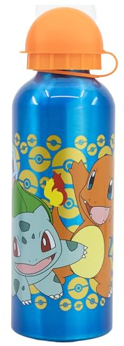 STOR Pokémon Kinder Trinkflasche aus Aluminium 530ml mit Auslaufsicherem Verschluss und Ausgießer Wiederverwendbar für Schule Sport, Pokemon Distorsion