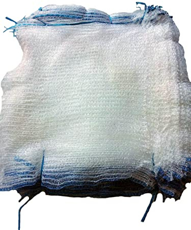 VRYSAC - Saco Raschel Incoloro para Frutas y Verduras - 5 o 10 Kg - Bolsa para Patatas, Cebollas, Nueces y Castañas con Atador (100, 10 Kg - 37x50 cm)