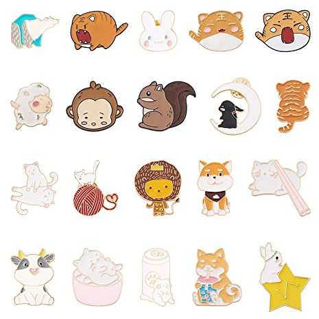 Pandahall Various Theme Alloy Enamel Brooches Lapel Brooch Enamel Pin Set