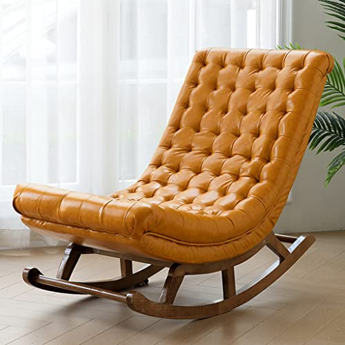 Schaukelstuhl, Gleiter, Schaukelstuhl, Schaukelstuhl aus Leder und Stoff, Liegestuhl, fauler Sofastuhl, für Wohnzimmer, Kinderzimmer, Schlafzimmer, Lounge, Büro (Farbe: Orangefarbenes L