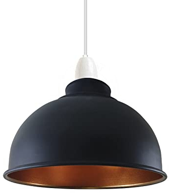Retro Lampenschirme aus Metall im Vintage Stil für Deckeninsel Hängelampe nicht elektrisch (Black Inner Gold)