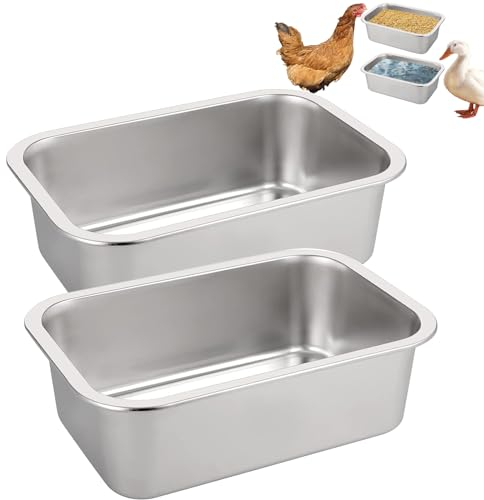 Futtertrog für Hühner, Edelstahl, Futtertrog, Ziegenfutterspender/Hühnerfutterspender, große Kapazität, Zaun-Futterspender für Ziege, Ente, Schaf, Ferkel, Pferd, Huhn, Hirsch, Gans, Schwein, Geflügel,