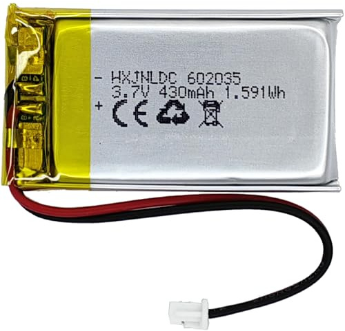 Batería Recargable de polímero de Litio DC 3,7 V 430 mAh 602035 Adecuada para sustituir baterías integradas de 2 Cables en Dispositivos electrónicos de 3,7-5 V y Luces LED.