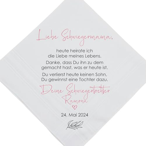 Stofftaschentaschentuch für die Freudentränen am Hochzeitstag | Für Schwiegermama, Schwiegerpapa von Schwiegertochter | Handveredelt von ManufakturZauber