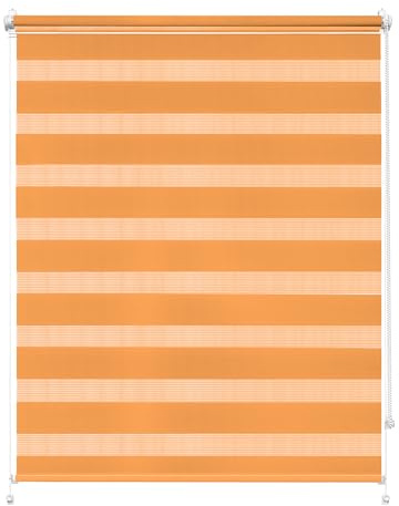 Rettika Doppelrollo Klemmfix ohne Bohren – Orange – Breite 85 cm, Höhe 150 cm – Duo Rollo für Innenräume, Sichtschutz Fensterrollo mit Lichtregulierung