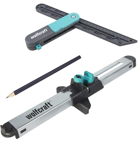 wolfcraft 8660000 - Kit Fausse Équerre avec Trusquin et Copieur Parallèle, pour Sols Vinyles et Stratifié