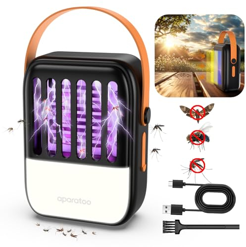 Elektrisch Fliegenfalle Insektenvernichter Solar Mückenfalle Tragbare UV Fliegenfalle Mückenschutz Stumm USB Mückenlampe Moskitoschutz Insektenfalle für Haus Aussen Camping Garten bubbacare