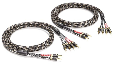 VIABLUE SC-4 Silver BI-Wire * High-End Lautsprecherkabel * T8 * Modell 2024 * Bananenstecker, echtvergoldet * 1 Paar * mit Splitter * 300 cm* 3.0 m