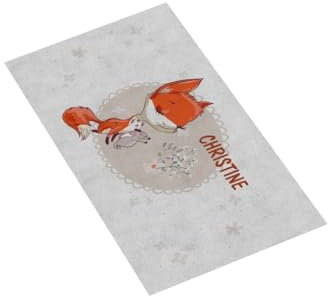 Infowerk Personalisierbares Gästehandtuch | 30 x 50 cm | Fuchs + Maus | mit deinem Namen | Verein | Handtuch | Geschenk | Geburtstag | Schule | Kita