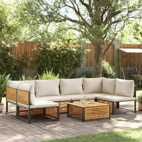 Juroupi 7-TLG. Garten-Sofagarnitur mit Kissen Gartengarnitur GartenmöBel Set Lounge MöBel Outdoor Lounge GartenmöBel Massivholz Akazie - 3214928