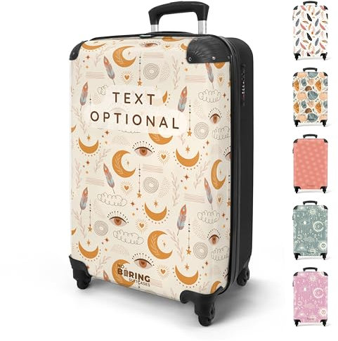 NoBoringSuitcases.com® Handgepäck Koffer 55x40x20 Personalisiert - Reisekoffer mit Rollen, Leichtgewicht Hartschalenkoffer, Trolley Kabinengepäck Boho Feeling in 6 Designs, Koffer für Flugzeug