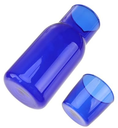 Amosfun Botella y Vaso De Vidrio Azul Para Té Helado y Jugo Material Resistente Para Uso Oficina y Eventos