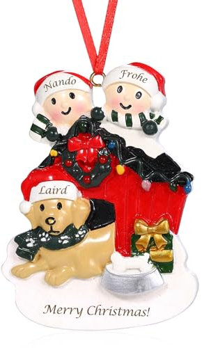 Personalisierte Weihnachtsbaum Anhänger mit Namen Weihnachtsanhänger aus Harzig Familie Christbaumschmuck mit Namen Geschenke für die Familie (# 1, 3 Namen)