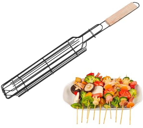 Kabob Grillkorb, Grill-korb, Antihaftbeschichteter Kabob-Grillkorbständer, Grillkorb für Spieße, Kabobs, grillkorb aus Metall zum Grillen von, Meeresfrüchten, Fleisch