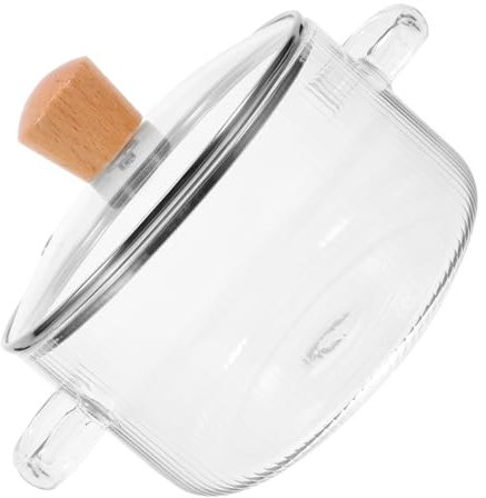 Cabilock Double-Ear Stewing Pot Glass Induction Cooking Pot Lid Soup for Home Kitchen