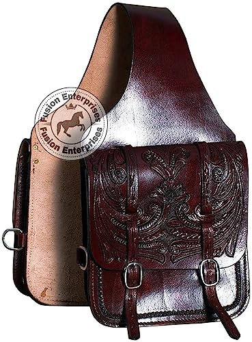 EQUIGEAR Western-Leder-Satteltasche für Pferde | Reitvergnügen Wanderritt geeignet für Reiten und Fassrennen | Satteltasche mit verstellbarem Riemen GRÖSSE: 10X10X3 AS-90