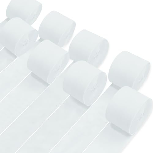 8 Rollen Krepppapier-Luftschlangen, weiße Luftschlangen, Party-Dekorationen für Babyparty, Brautparty, Hochzeit, Party, Geburtstag, Weihnachten