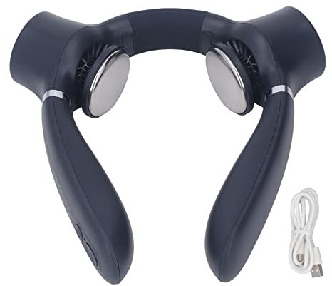 Vomeko Ventilador de cuello recargable, ventilador de cuello portátil, manos f ree ventilador de enfriamiento de cuello usb portátil, para hombres, mujeres, viajes, al aire (Dark Blue)