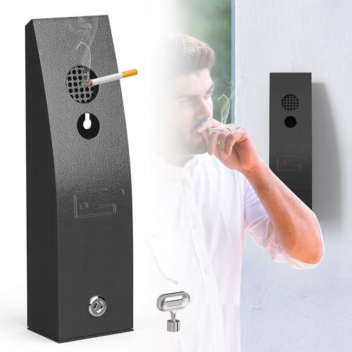 Wall Mounted outdoor ashtray, Smoking Bin, Heavy Duty Steel Wall Mounted Ashtray Outdoor, for Public Areas, Pubs, Clubs, Restaurants