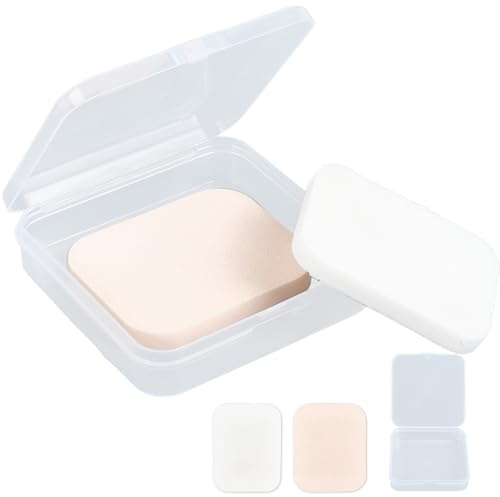CREATCABIN 2 spugna Da Trucco Quadrata 1 custodie Da Viaggio Pad In Schiuma Quadrata Fondotinta Spugnetta Compatta Il Viso Donne Tutti I Tipi Pelle Bagnato e Asciutto Doppio Uso Rosa e Bianco 55*45mm