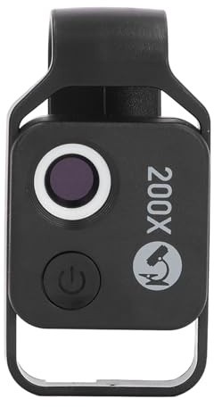 Tbest 200x Tragbares Schwarzes Telefon -Mikroskop mit CPL -Filterlinsen Vergrößerung für die Beobachtung der Biologischen Wissenschaft, Leicht und Geeignet für, USB Ladung, Geeignet