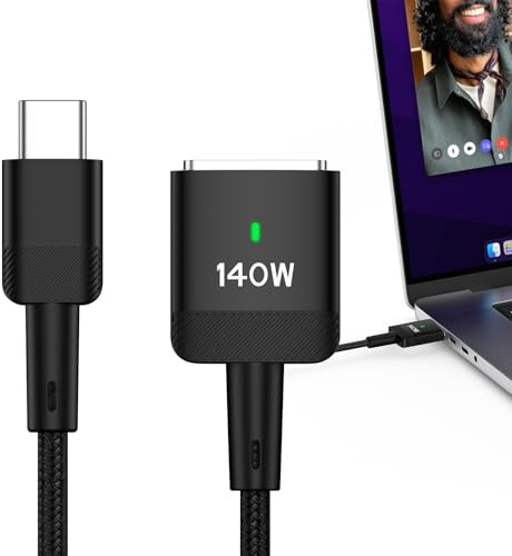 USB‑C auf MagSafe 3 Kabel[1.83m 140W]PD Schnellladen Typ C auf Magnetisch 3 Ladekabel Kompatibel mit MacBook Pro M1 2021/M2 2023(14''/16'')MacBook Air M2 (13''/15'')M3/M3 Pro/M3 Max 2024 M4 2025