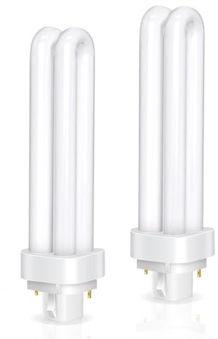 2 Pack Ampoules Tube PLC G24d-3 2 Broches 26W, Lumière Blanc Chaud 2700K, 1600LM, Tube Double Tour 2U, Lampe Fluorescente Haute Efficacité Faible Consommation, Cuisine, Salle à Manger, Chambre