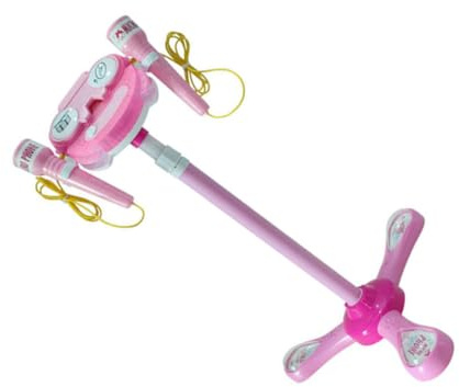 LRXIYODE Microfono Giocattolo Musicale per Luci e Suoni Doppio Microfono Karaoke Rosa Senza Batterie Gioco Educativo per Bambina