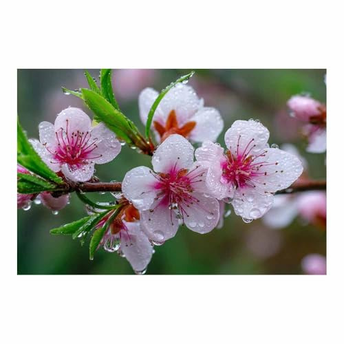 HUYEEI Quadro su tela con paesaggio naturale Ramo di pesco in fiore decorazione murale moderna per camera da letto, ufficio, soggiorno, corridoio, aula(bianco e nero152)-60x90cm Non incorniciato