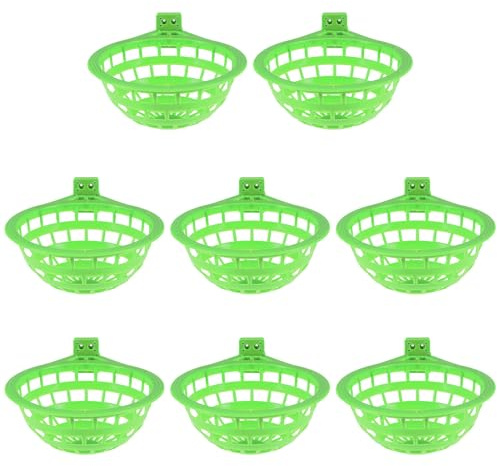 TOYANDONA Lot de 8 Nids en Plastique pour Oiseaux 24 CM Diamètre Bol de Nidification Vert Nid Circulaire Ventilé pour Pigeons Perruches et Canaris Accessoire pour Cages Oiseaux