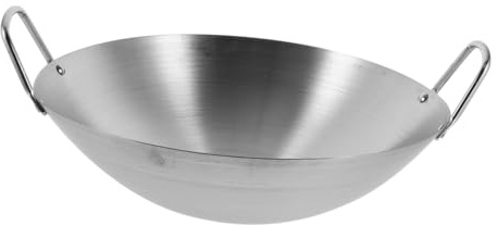 OSALADI Padella in Acciaio Inossidabile con Fondo Rotondo, Resistente e Facile da Pulire, per Cucinare a Casa con Riscaldamento Uniforme e Design Funzionale