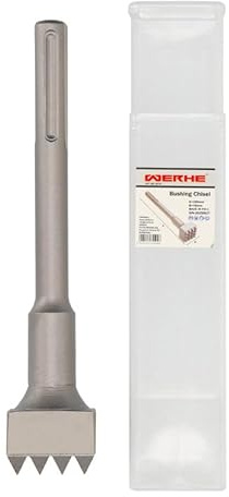 WERHE SDS Max Stockermeißel, 16 Zähne, 240 mm, Quadrat 18 mm, für Beton | Hochfester Stahl, raut Untergründe auf, entfernt Putz & Beschichtungen, Einsatz im Meißelmodus ohne Rotation, Gewicht 1,1 kg