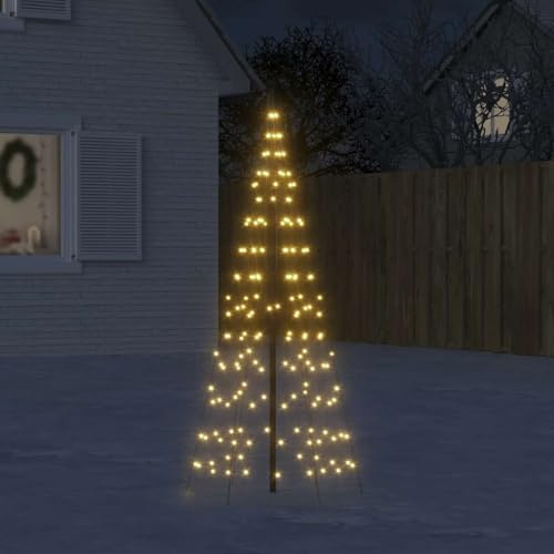 mzdioop LED Christmas Tree 200 LEDs Warm White 180 cm Copper Iron with 8 Light Effects USB Power Supply for Flagpole Garden Balcony Patio Indoor Outdoor Christmas Lighting