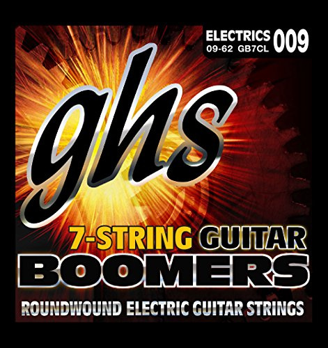 GHS™ Strings »BOOMERS® - GB-7CL - 7- STRING ELECTRIC GUITAR« Cordes pour Guitare Électrique - Nickel Plated Steel - Custom Light: 009-062