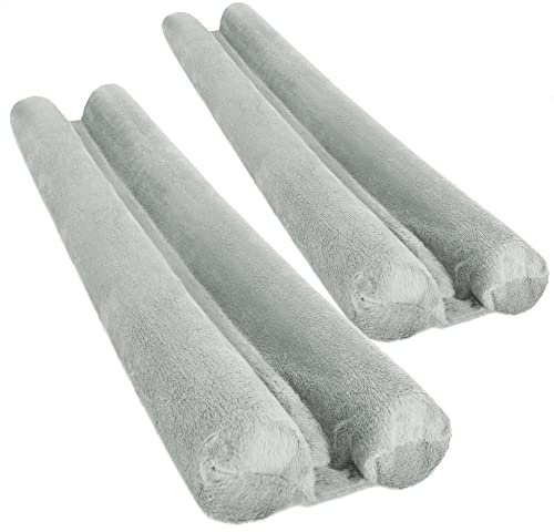 com-four® 2X Zugluftstopper für die Tür, Mikrofaser Türbodendichtung | Luftzugstopper mit Doppeldichtung - Schutz vor Luftzug und Lärm