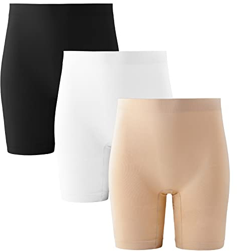 INNERSY Pantalon Antirozaduras Mujer Debajo la Falda Braga Anti Roce 3 Pack | Leggings Cortos Anti Rozaduras Bajo de Vestidos, Bragas Culotte Cómodas Suaves, Ropa Interior Verano, Sin Etiquetas, Deporte