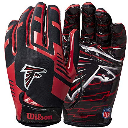 WILSON NFL Amerikanska fotbollshandskar med elastisk passform för vuxna, Atlanta Falcons
