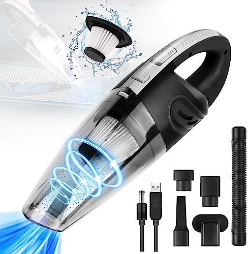 URAQT Handheld Vacuum Cleaner, Portable Hand Held Vacum Cordless, Rechargeable Car Vacuum Cleaner, Powerful Suction Lightweight, 5 in 1 Car Hoover for Kitchen, Car, Office, Home, Pet Hair Cleaning