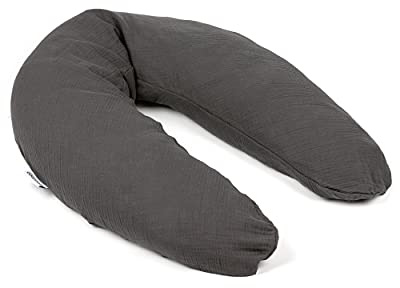 doomoo Basics – Comfy Big Tetra Grey Coussin de Grossesse Multi-Usages – Grand Coussin d’Allaitement et de Maternité – pour Dormir, Allaiter et se Relaxer – Rempli de Microbilles avec Housse Lavable