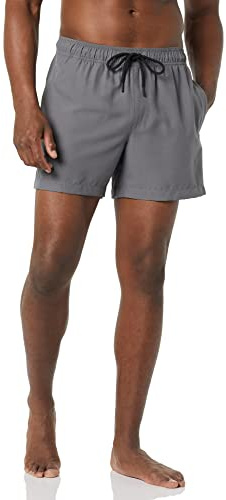 Amazon Essentials herr Badshorts med Nätinnerbyxa, 13cm Benlängd, Perfekta för Simning och Strand, Kolfiber, 32