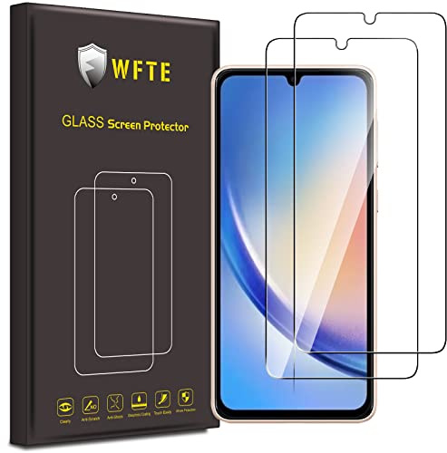 WFTE [2 Stück Hartglas für Samsung Galaxy A34, 0,26 mm Displayschutzfolie mit hoher Transparenz 99%, Anti-Fingerabdruck-Schutz mit Härtegrad 9H Glas für Samsung Galaxy A34 5G