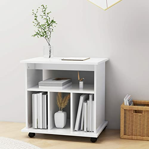 Susany Rullskåp med öppna fack rullcontainer kontorsskåp arkivskåp kontorsbehållare skrivarskåp spånskiva högglans-vit 60 x 45 x 60 cm