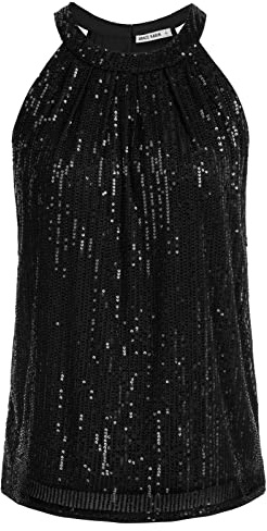 GRACE KARIN Damen Pailletten Tops Ärmellose Neckholder Camisole Party Club | Pailletten, Neckholder, Ärmellose, Camisole, Ärmellose, Party, Club, Tank-Tops, Vest, Cocktail