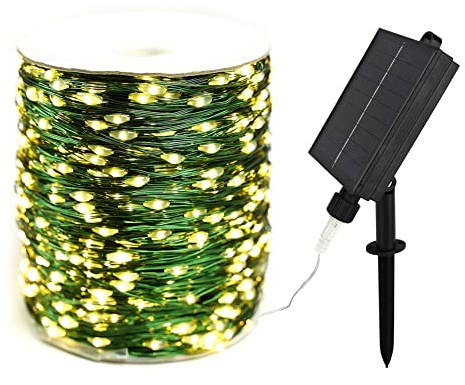 RESNICE Solar-Lichterkette, 60M 600 LEDs, lang, grüner Kupferdraht, wasserdicht, für den Außenbereich, für Garten, Hinterhof, Terrasse, Veranda, Baum, Hochzeit, Party-Dekoration