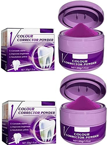 Corrector de Dientes Morado Para Blanquear en Polvo - Eliminación de Manchas Dentales, Para Todo Tipo de Dientes (2 Unidades)