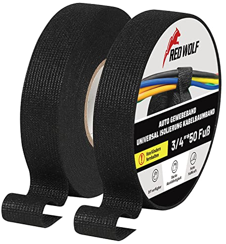 RED WOLF Isolierband Selbstklebendes Mehrzweckfilzband Auto Kabelbaumband Hochtemperaturbeständige Geräuschdämpfung Gewebeband für Kfz Haushalt Elektrische Kabel Stoffband 2 Stück 15 m x 19 mm